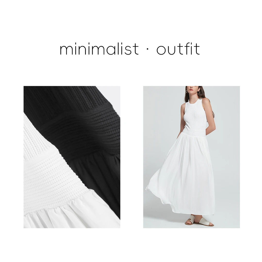 【仙女裙】白色针织夏季显瘦百搭拼接气质简约连衣裙LS20431505