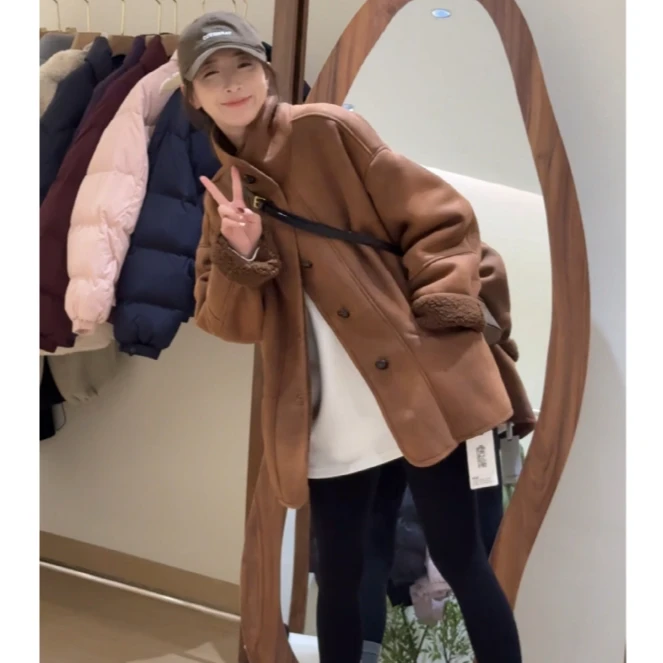 【福利款焦糖拿铁】只出不进-韩系秋冬纽扣网红宽松外套