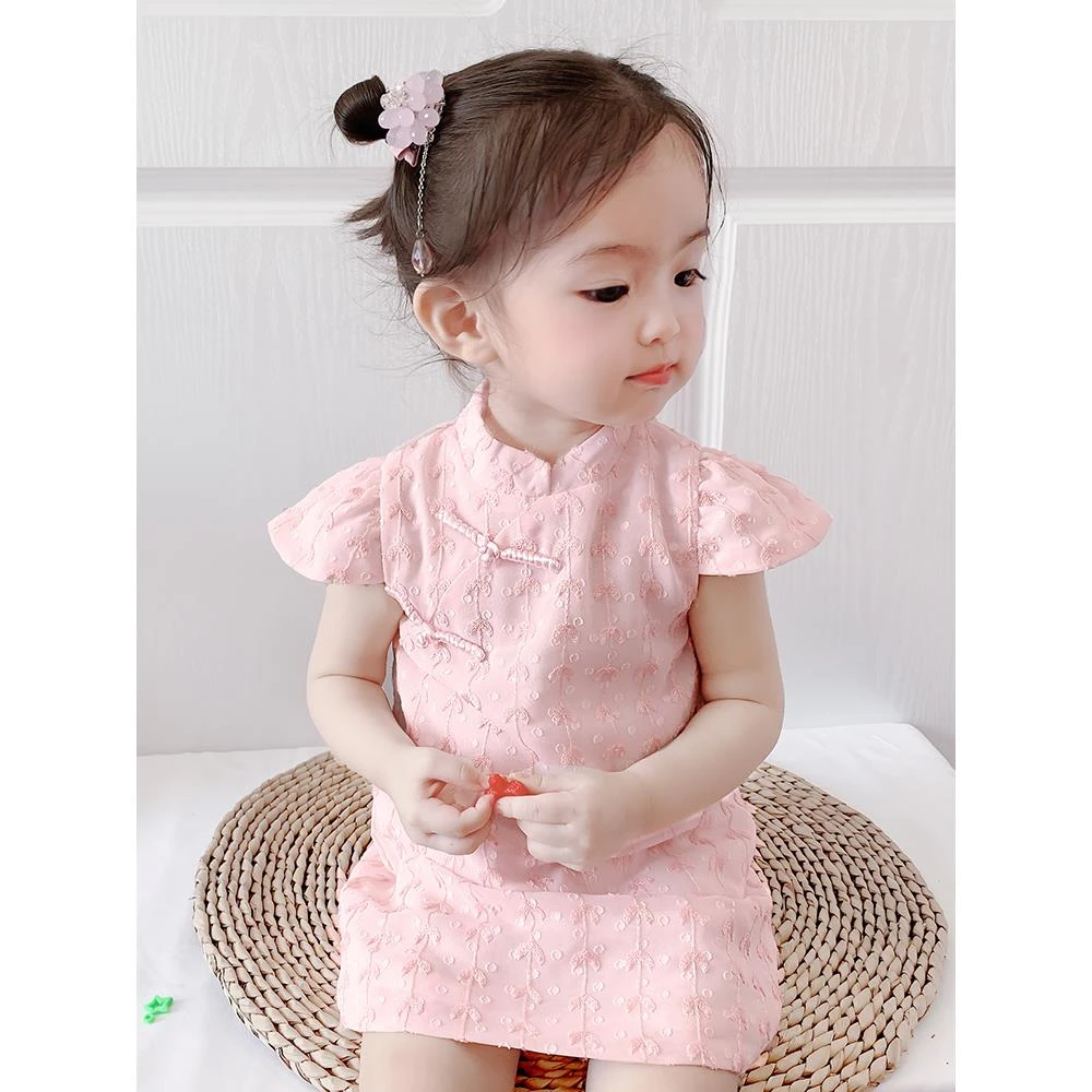 女童连衣裙2024新款夏季儿童洋气旗袍公主裙子宝宝六一表演出服装