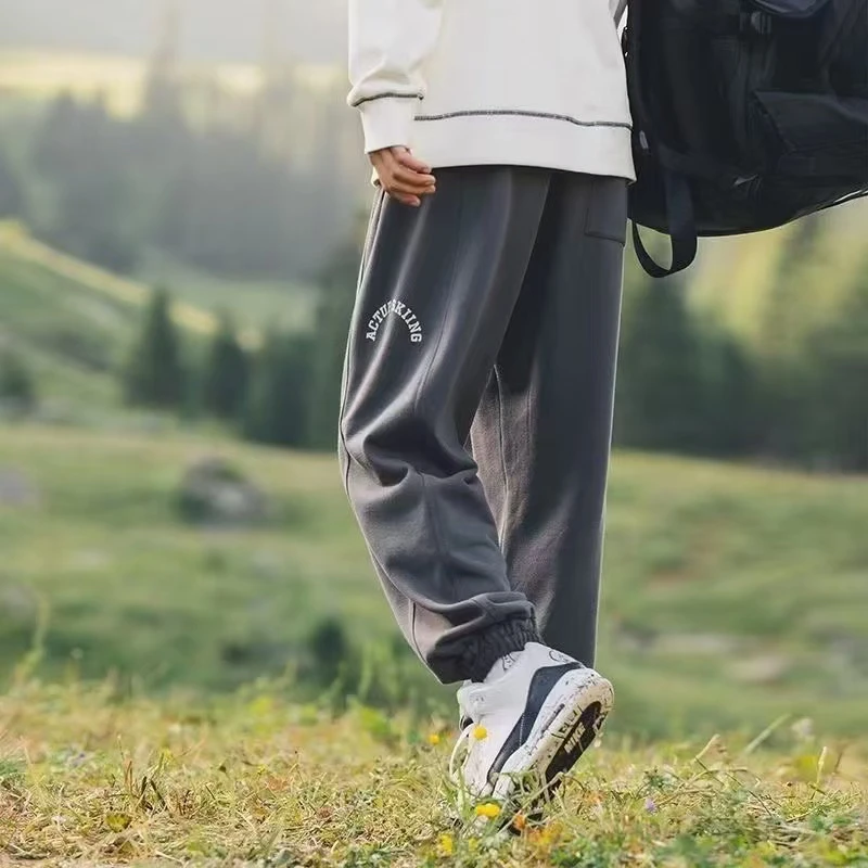 【巫饱饱 以直播间过款为准】卫裤男侧边印花拼接秋季潮牌束脚长裤