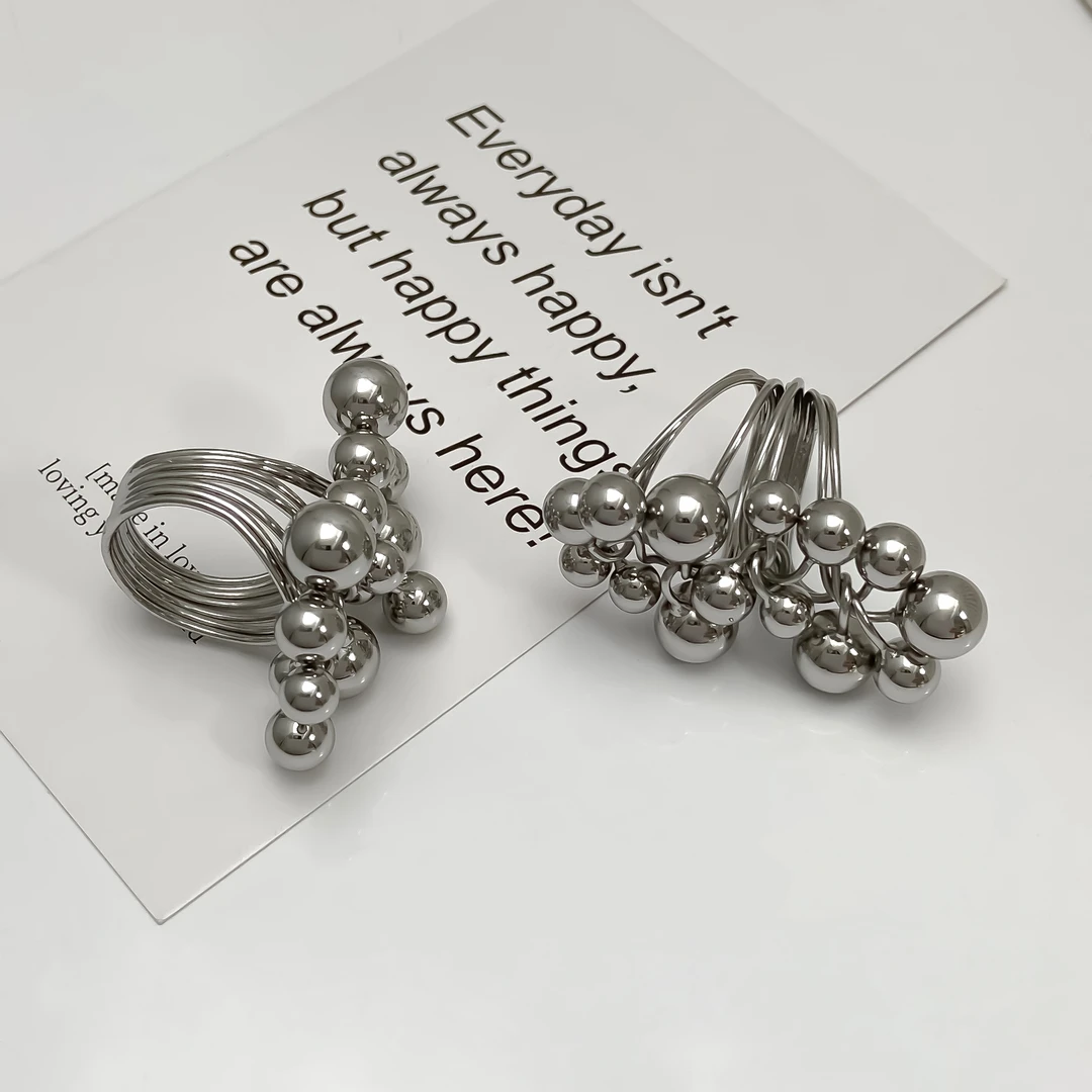 铜合金戒指 03505大绮原创ins冷淡风多圆球葡萄气质个性戒指