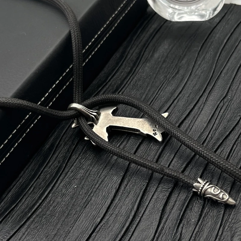 非金属皮质项链 0559大绮原创时尚气质潮酷黑色皮质可抽拉项链