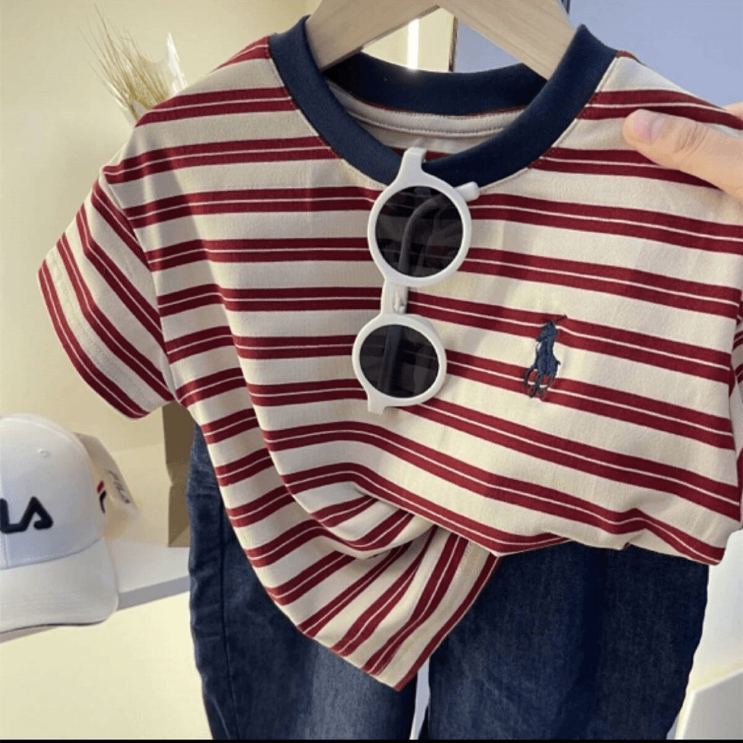 【凉感冰瓷棉】儿童男童洋气休闲百搭宝宝夏季宽松时尚半袖小童圆领