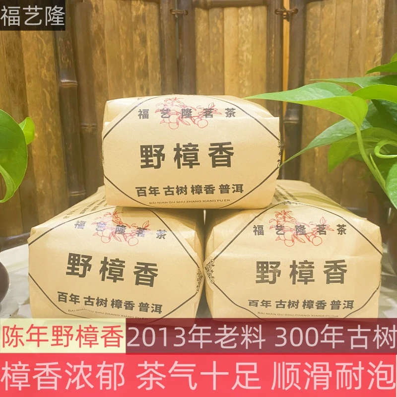 野樟香普洱茶纯正陈年老樟香浓香浓郁普洱茶叶大叶250g云南普洱茶