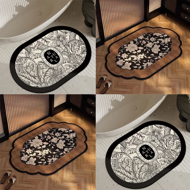 北欧风浴室卫生间软硅藻泥吸水速干地垫防滑脚垫