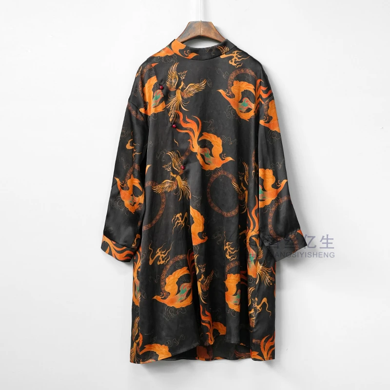 凤鸟！凤凰提花红云纱花萝百搭时尚宽松气质连衣裙X2685