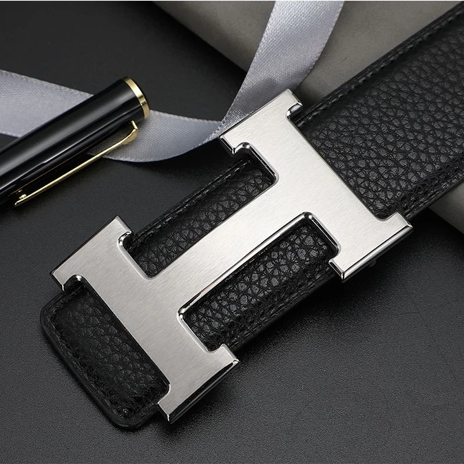 男士纯牛皮皮带男款爆款2025新款真皮h平滑扣男款腰带年轻人裤带