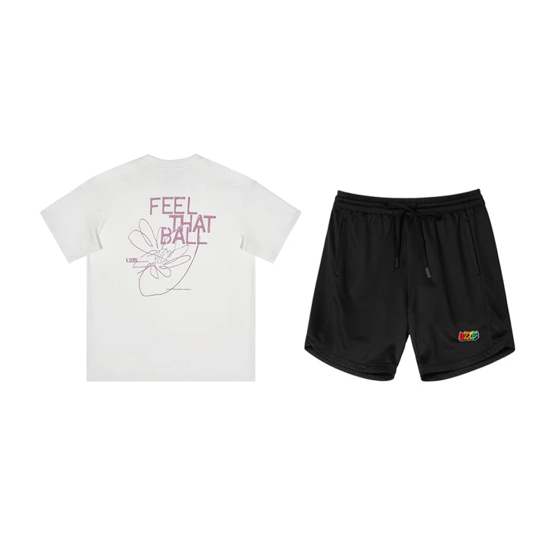 [笔触+涂鸦短裤]有志者UZIS夏季圆领T恤宽松休闲透气健身运动套装
