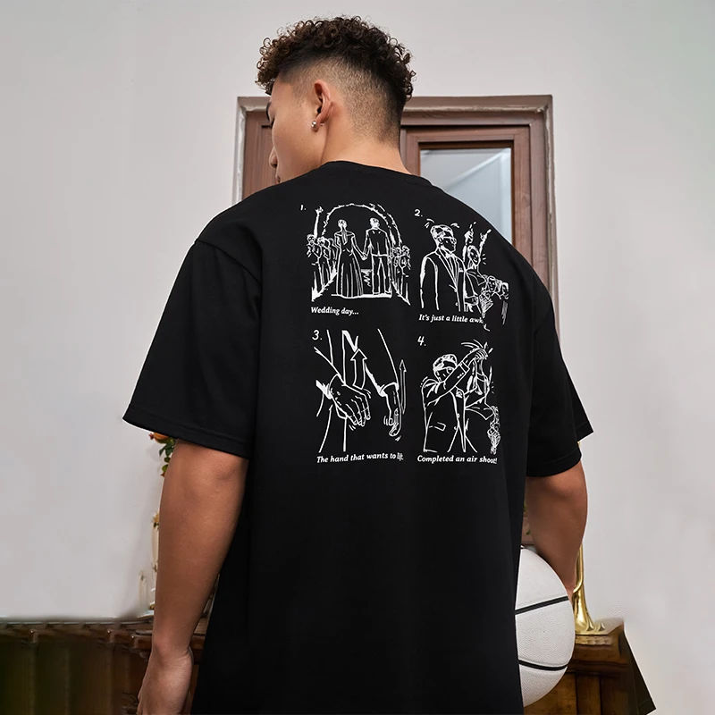 有志者UZIS空气投篮美式休闲运动短袖男夏季纯棉透气潮流印花T恤