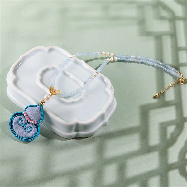 合金布艺项链 【葫芦】新中式非遗盘扣百搭时尚项链纯手工配饰