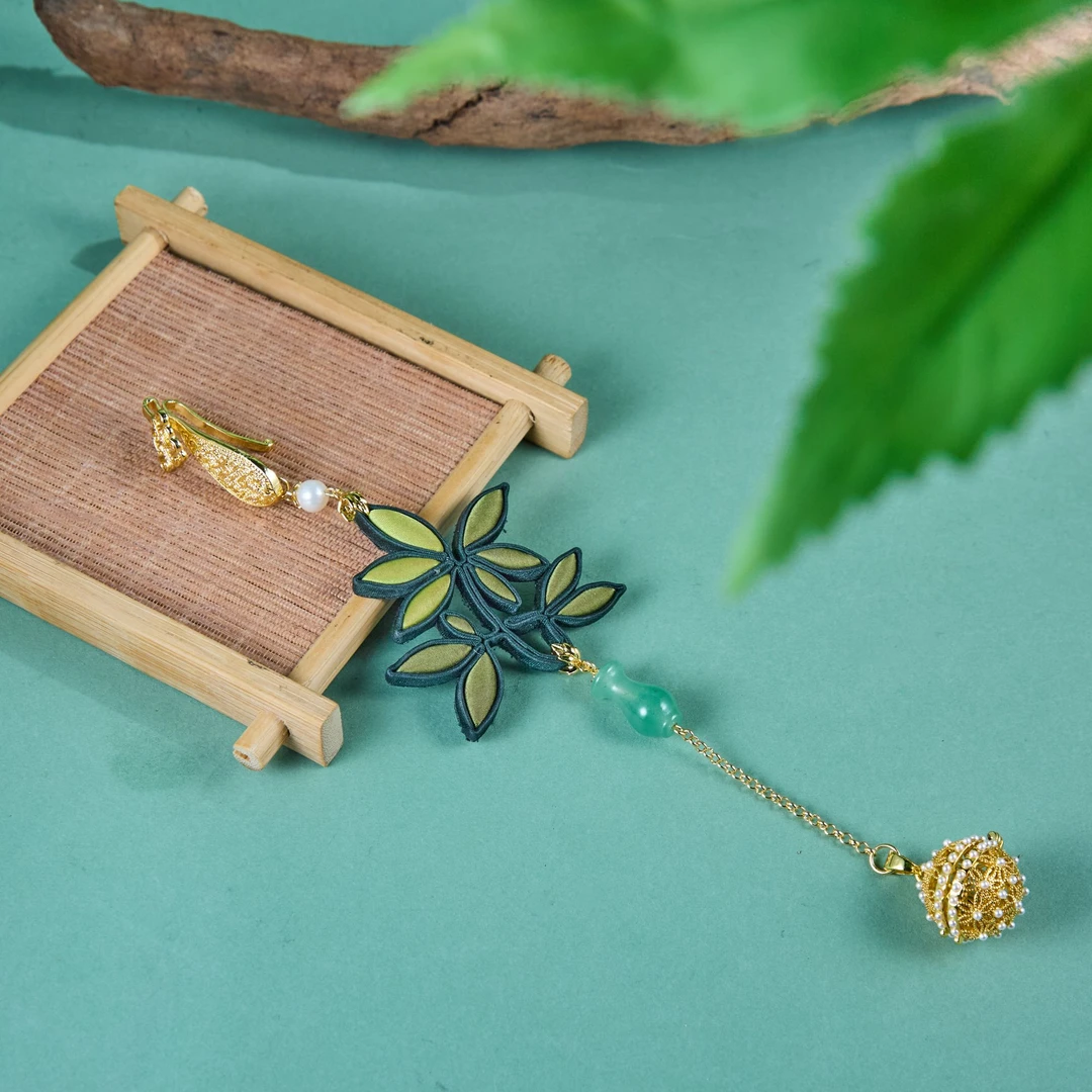 合金布艺胸针 【竹子】压襟纯手工古风国风复古素款盘扣手作