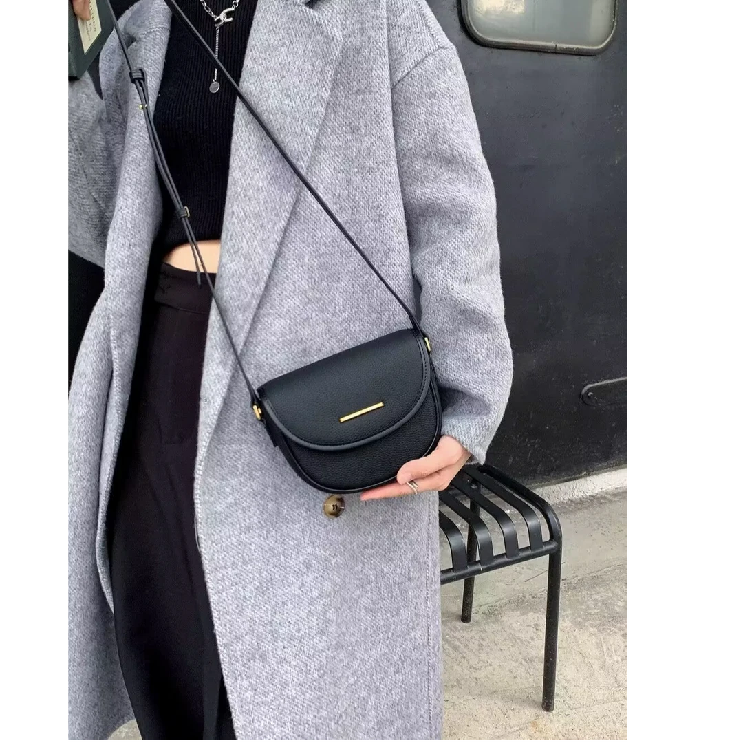 斜挎小包包新款真皮百搭小方包时尚女包牛皮马鞍包潮韩版