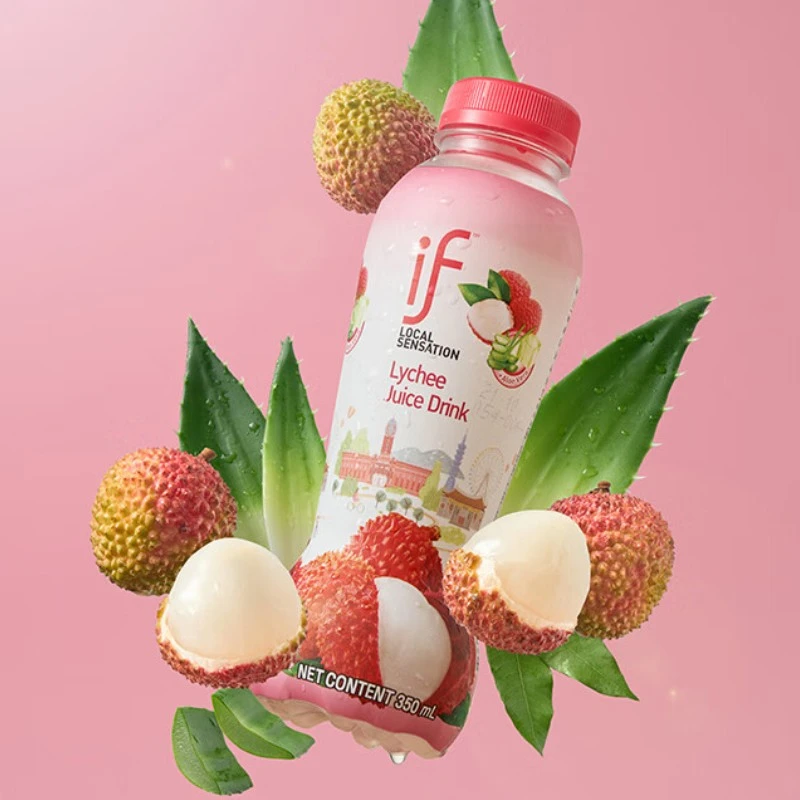 if荔枝水350ml*5瓶 含芦荟果肉 泰国进口荔枝果味饮料