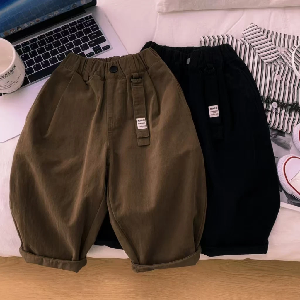 儿童男童裤子韩版宽松儿童时尚哈伦裤2025新款百搭休闲棉布裤子潮