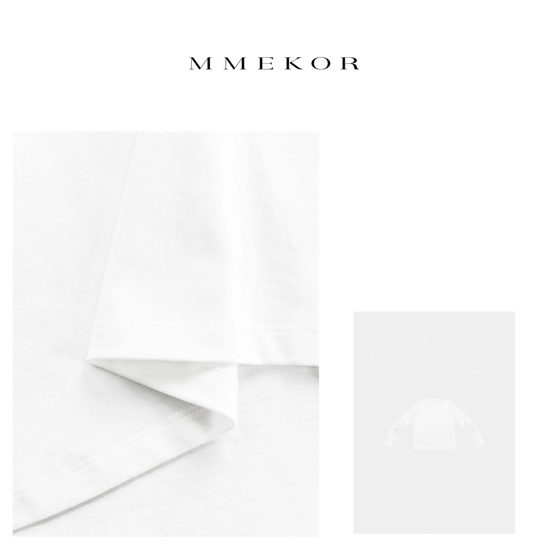 MMEKOR 韩系经典净色字母长T恤 87166     韩系圆领打底百搭长T恤