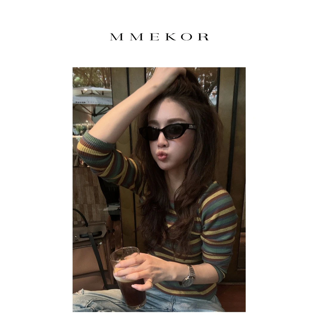 MMEKOR“甜茶彩条”T恤    活力常青藤长袖上衣 88215