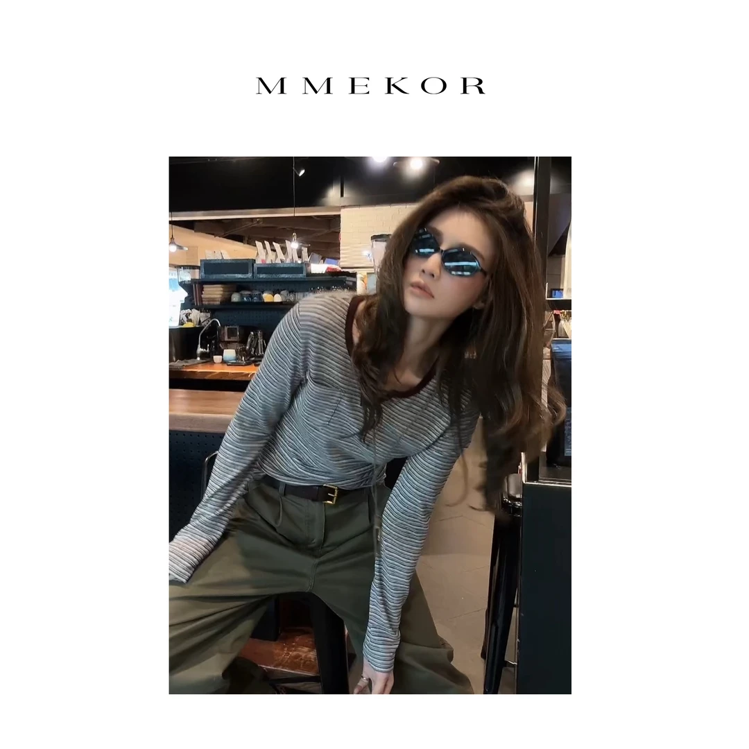 MMEKOR“耶鲁条纹”T恤 原宿辣妹时髦长袖 88153