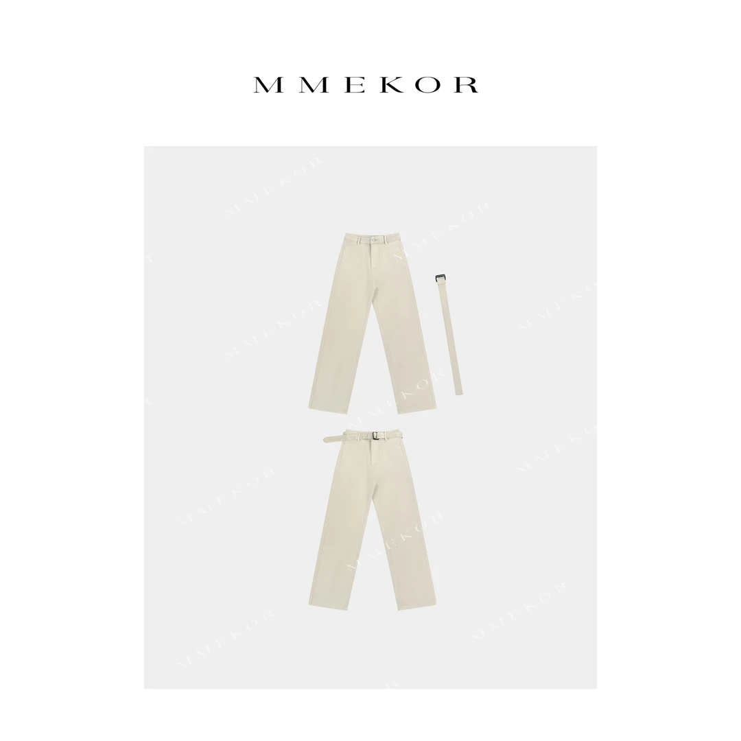 MMEKOR“水泥白牛”牛仔裤 2025新款高智淡人风加绒直筒裤 79596
