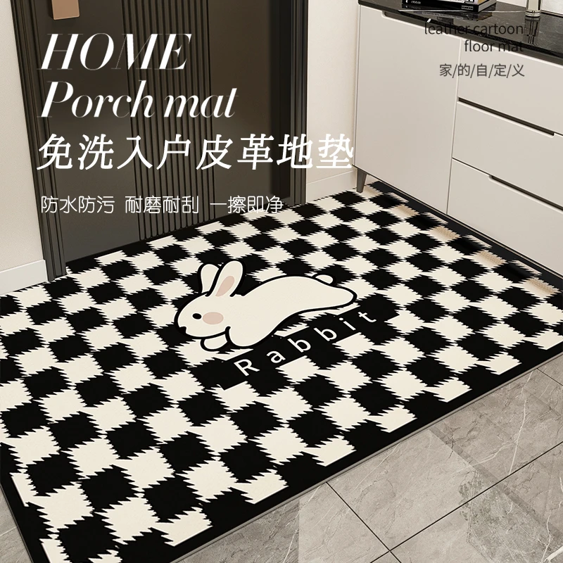 高端入户门地垫进门门口脚垫PVC可擦免洗2026可裁剪皮革耐脏地毯