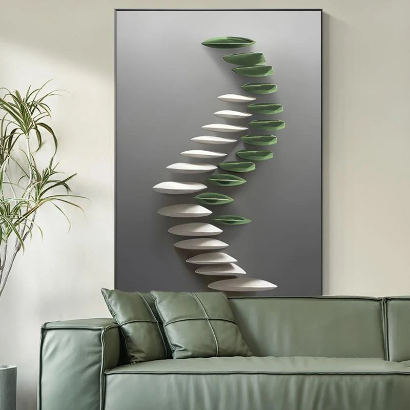 时来运转玄关客厅装饰画沙发背景墙3d立体感高档轻奢壁画竖版挂画