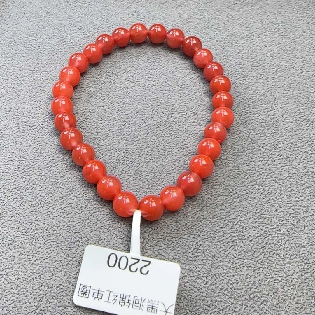 南红玛瑙手串未镶嵌原矿无优化大黑洞锦红7mm单圈