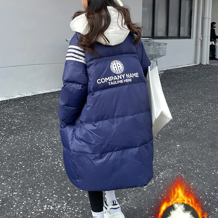 女童加厚长款羽绒服2023年冬季新款中大童连帽外套韩系时尚白鸭绒