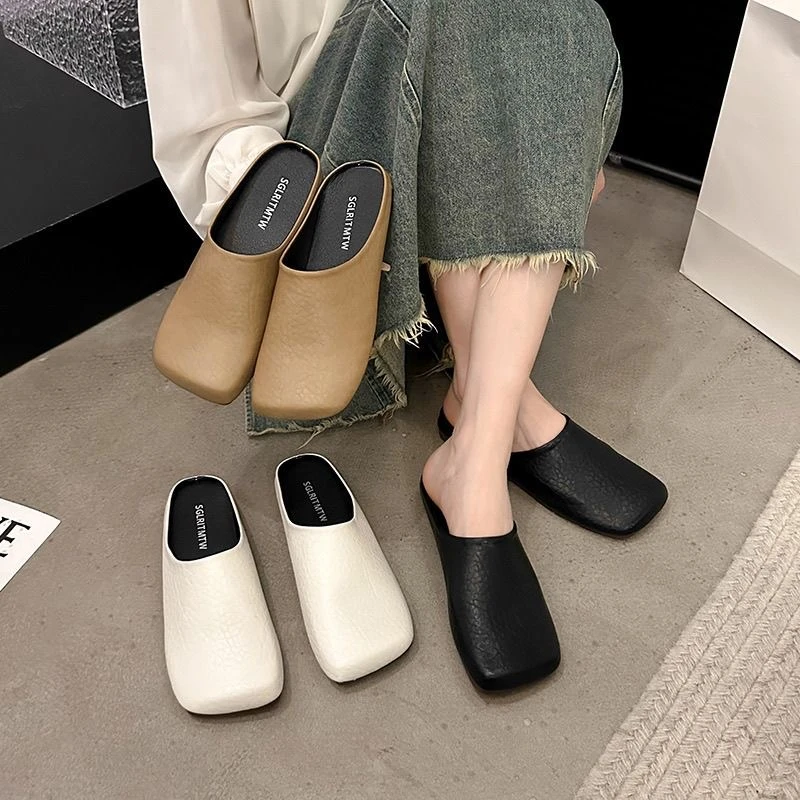 2025新款休闲拖鞋日常百搭沙滩鞋韩版包头半拖女生外穿