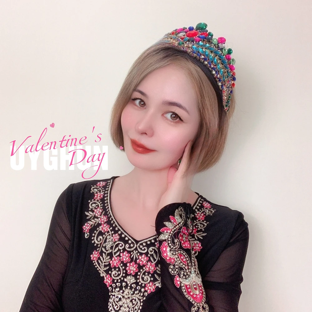 新疆舞蹈民族风皇冠发箍女网红重工镶钻高档闪亮甜美舞蹈发饰