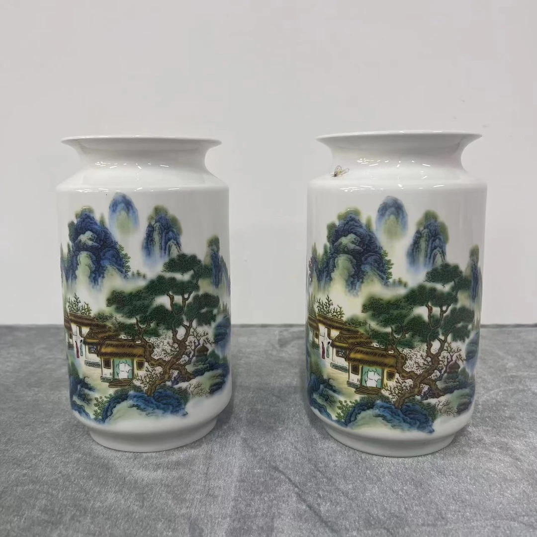 景德镇陶瓷家居摆件宁静致远小箭筒1对