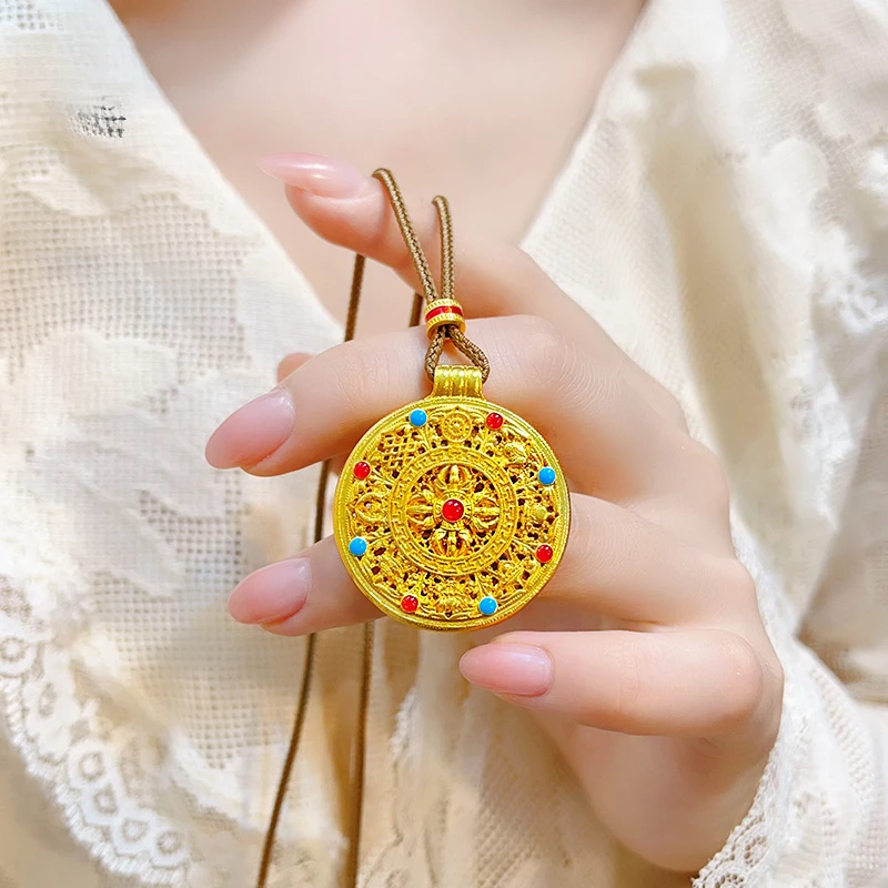 古法珐琅彩金刚杵八宝罗盘女款吊坠时尚百搭首饰女款