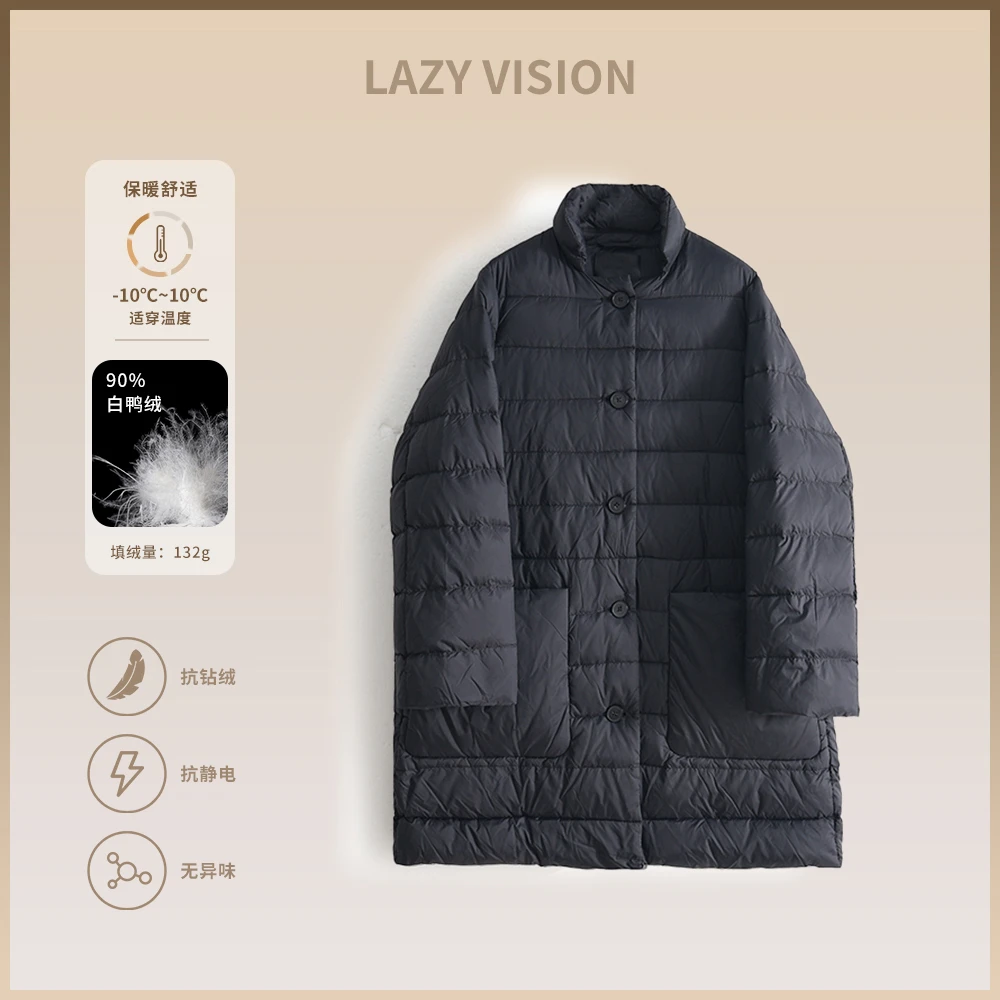 LAZYVISION【大口袋】90白鸭绒慵懒风长款羽绒服时尚ZMD-18210小小