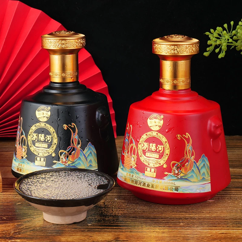 楚柔浏阳河酒传世酱香酒型2瓶白酒53度500毫升礼盒装 53度500