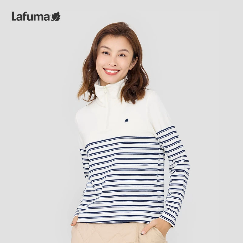 LAFUMA乐飞叶户外立领条纹打底衫女士长袖内搭T恤上衣LFTS4CL87