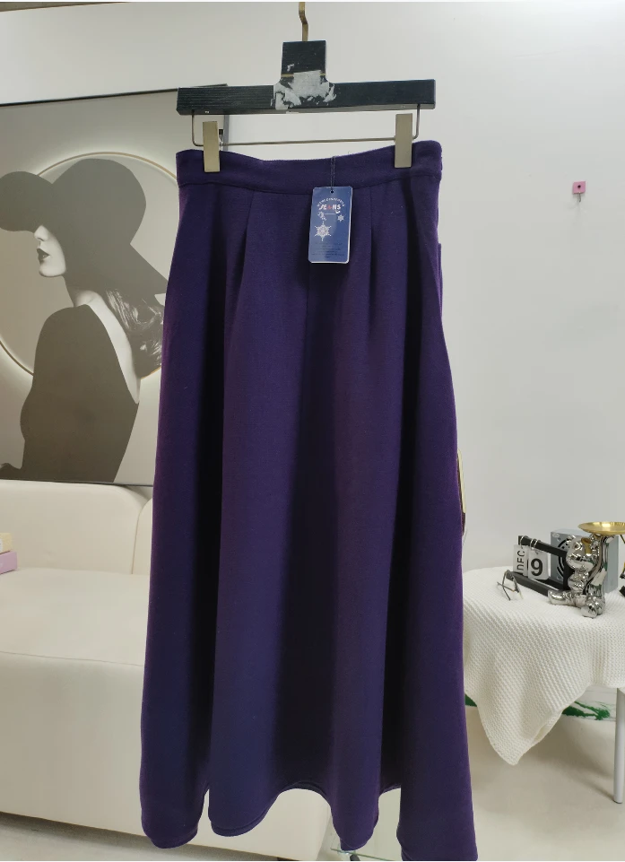 【鑫颗家】2024年夏季气质时尚休闲纯欲风性感女士紫色中长款半裙