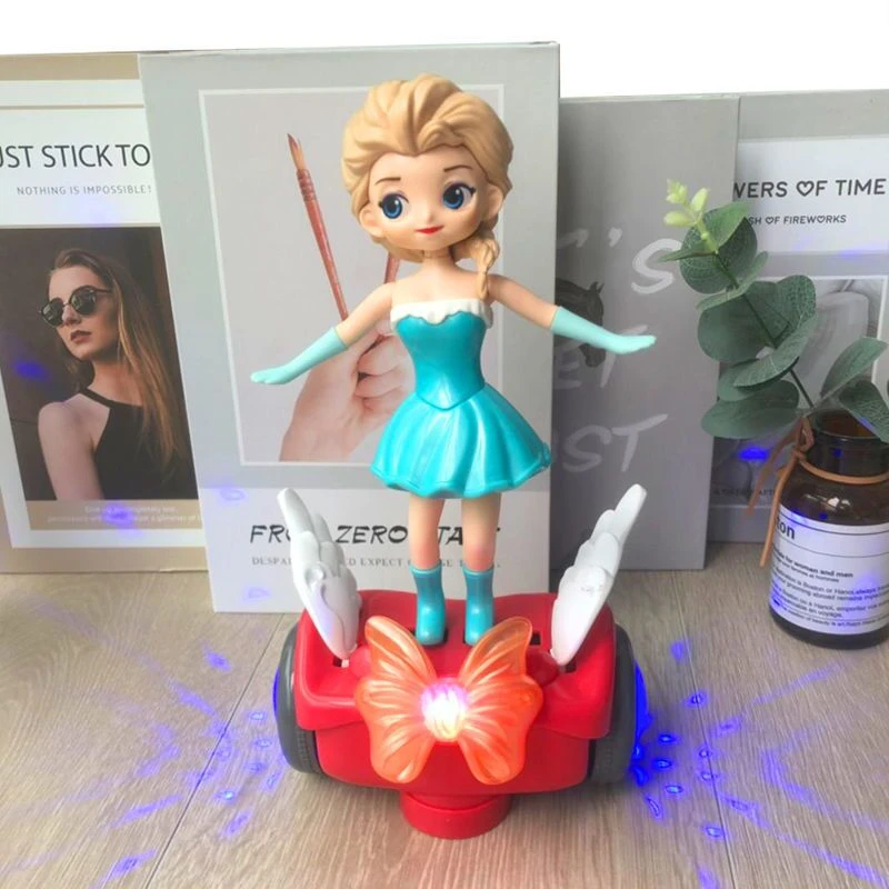 艾莎公主电动平衡车玩具七彩灯光音乐炫酷男孩女孩益智电动玩具车