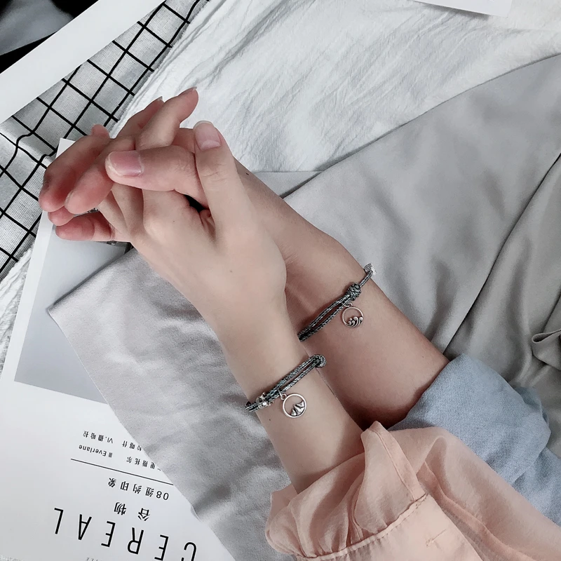 925银手链 情侣款手链一对小众设计感纯银手绳520情人节纪念礼物