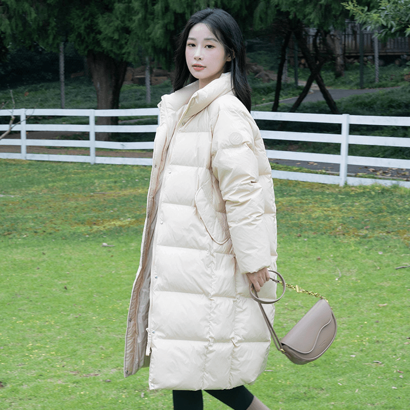 波司登2023年新款百搭中长款时尚面包服舒适休闲保暖女外套羽绒服