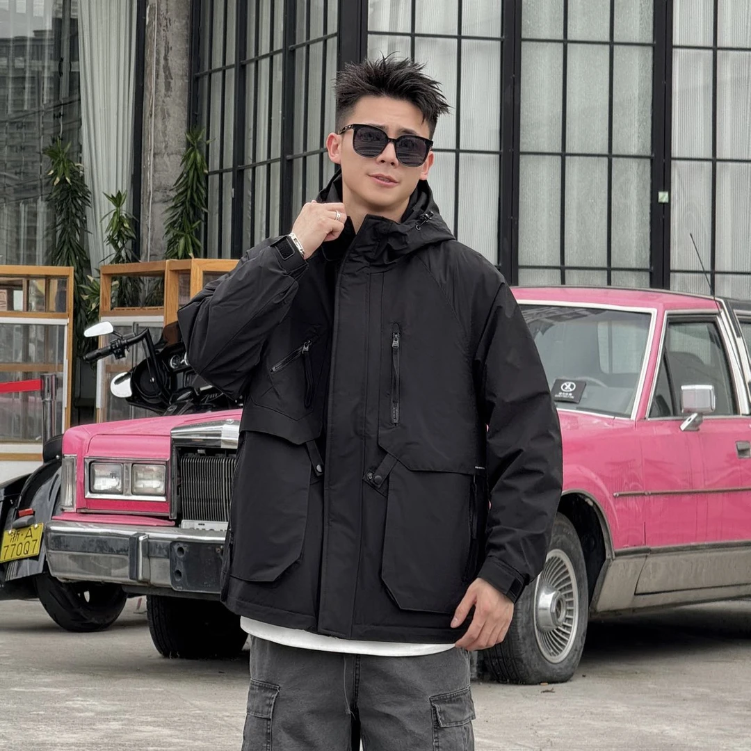 2024秋冬新款男士连帽夹克加棉加厚防风保暖美式户外外套58026