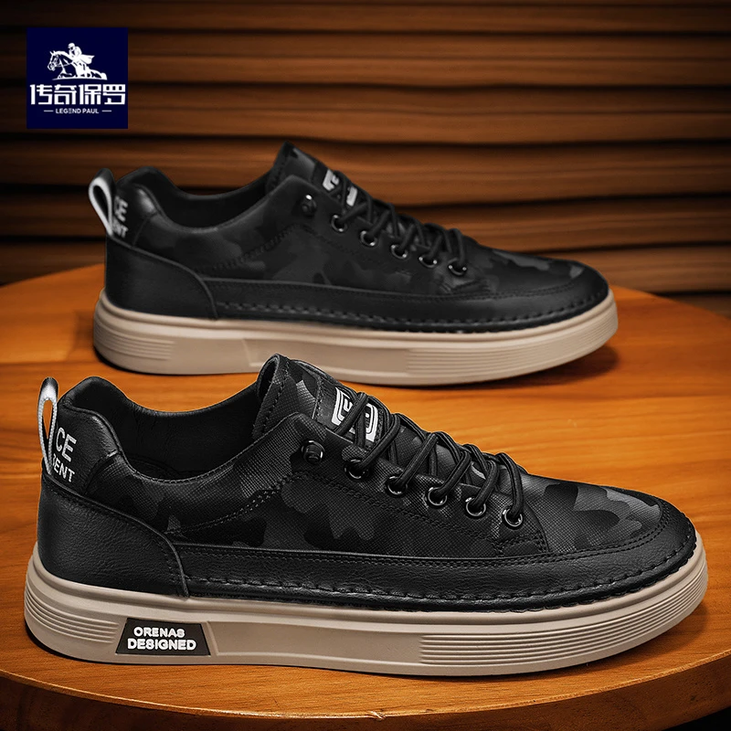 传奇保罗男士板鞋2024夏季新款耐磨透气百搭男鞋时尚防滑休闲潮鞋