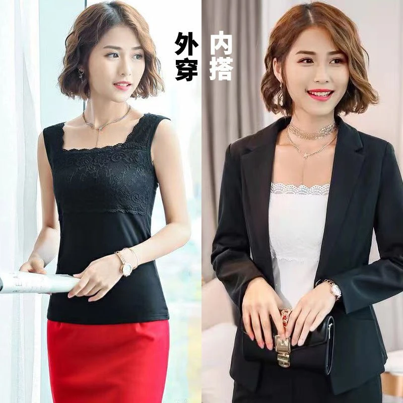 莫代尔内搭黑色蕾丝吊带小背心女性感夏季网红百搭外穿修身打底衫