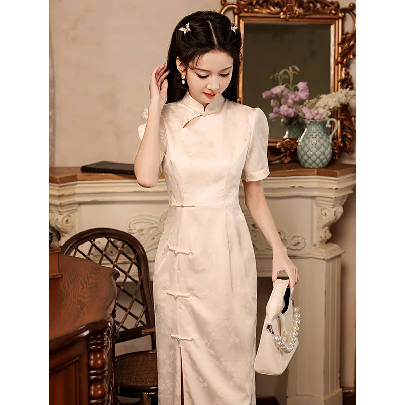 新中式旗袍 夏季高级感民国风年轻款日常可穿改良连衣裙订婚礼服