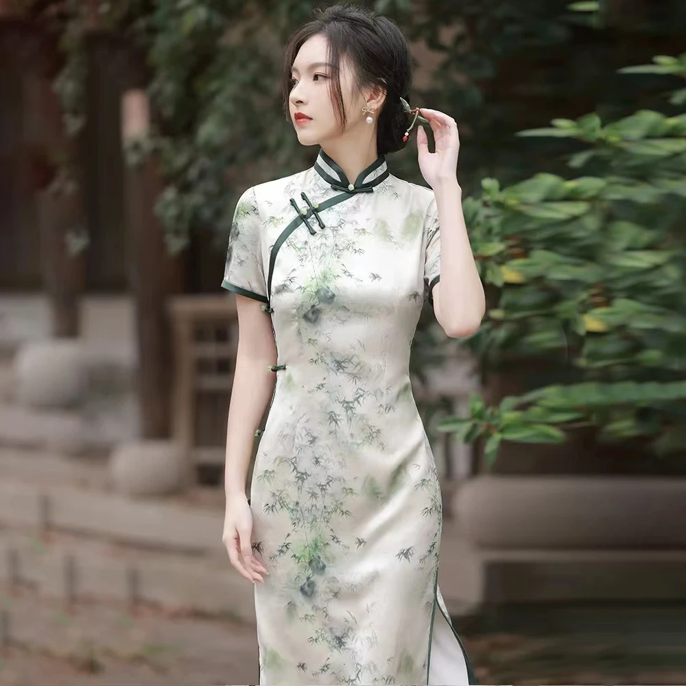 旗袍 复古高端优雅气质修身显瘦显白 夏季改良新款送考连衣裙