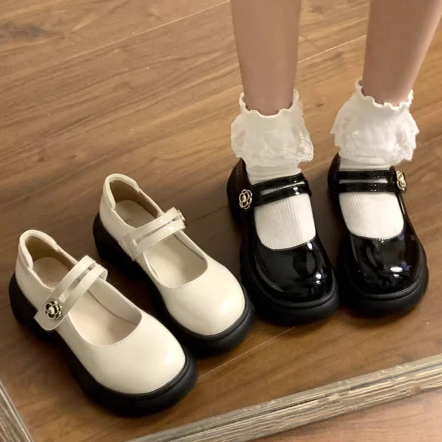 法式英伦风浅口玛丽珍单鞋女2025春夏季新款配裙子小皮鞋厚底百搭