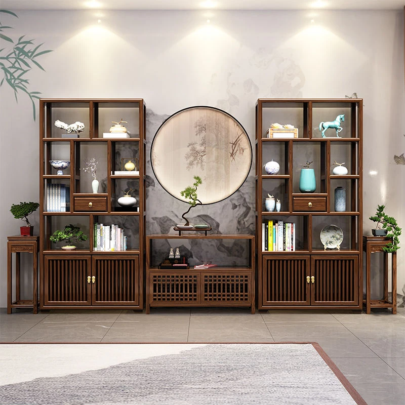 博古架新中式多宝阁茶叶展示柜非实木摆件柜茶具置物架客厅书架子