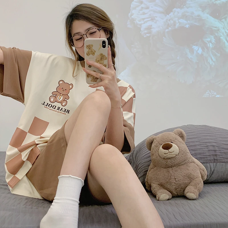 2025新款短裤短袖套头两件套可爱卡通可外穿家居服60025