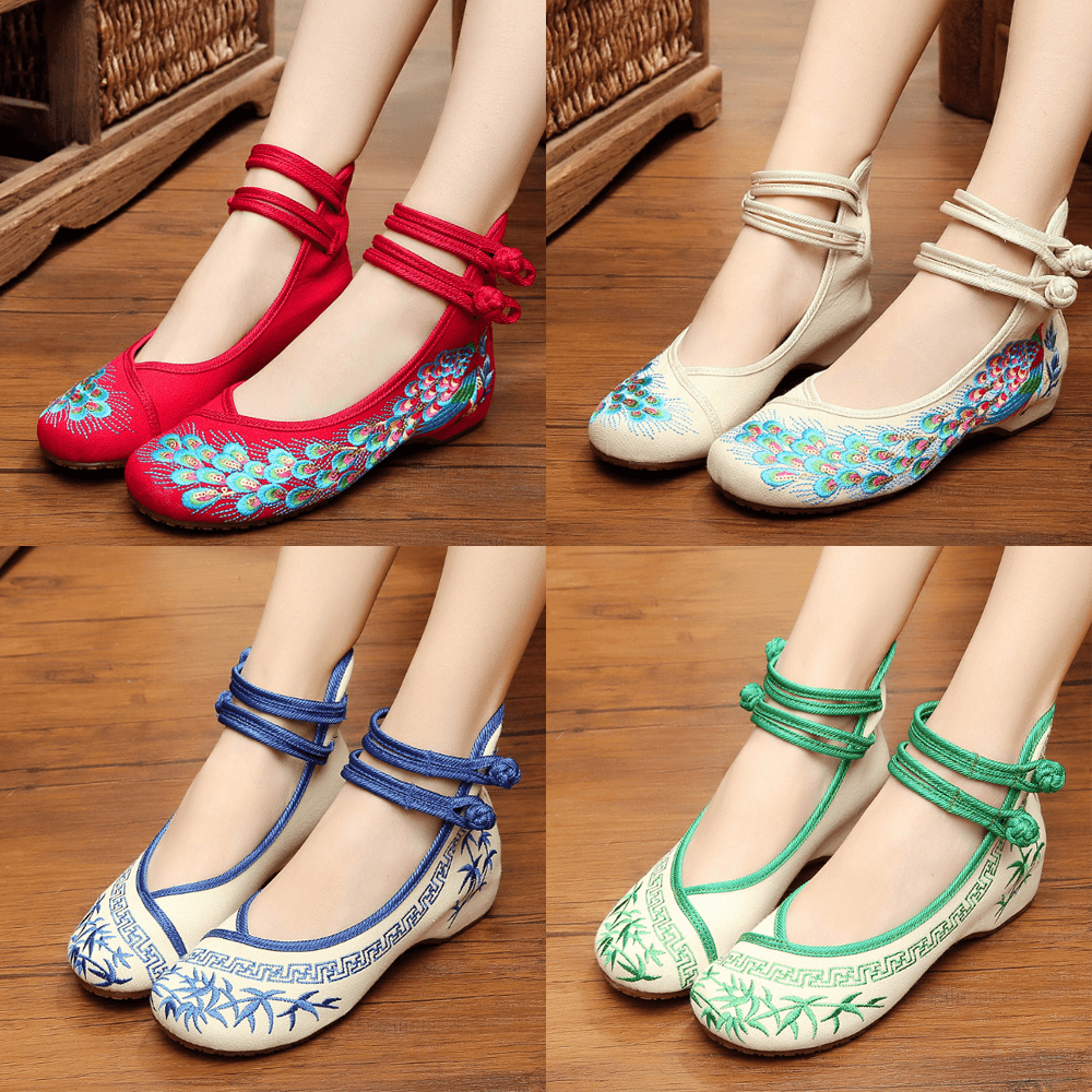 断码撤柜2024新款老北京女布鞋浅口民族风广场舞鞋内增高旗袍绣花