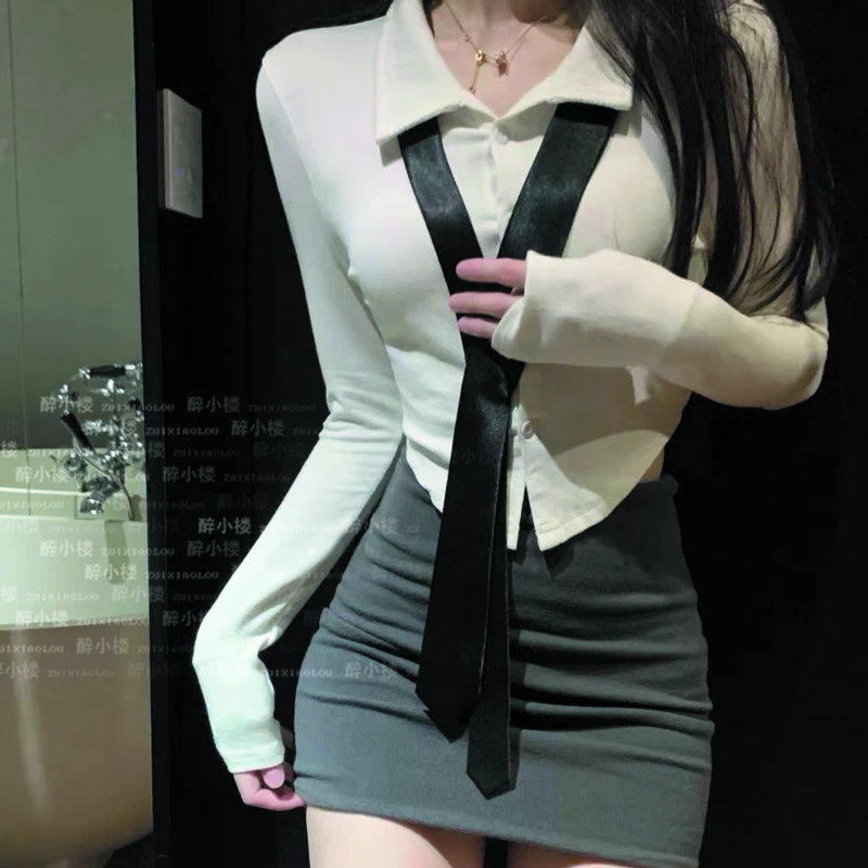 网红爆款职业装酒吧教师性感辣妹制服纯欲长袖紧身包臀短裙套装
