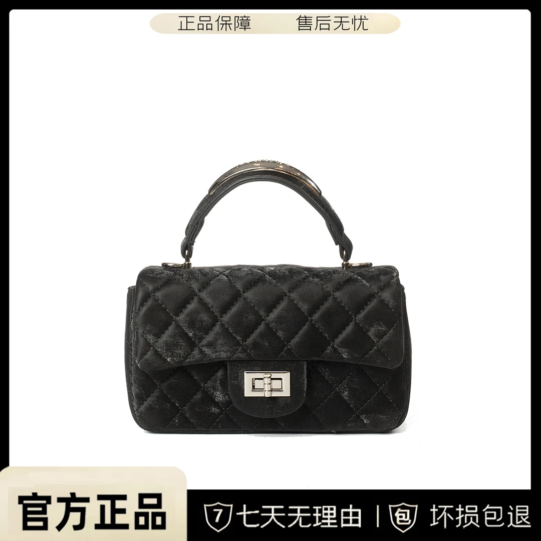 BV&BP新款小香风经典款式手提斜挎丝绒女包BV810-黑色