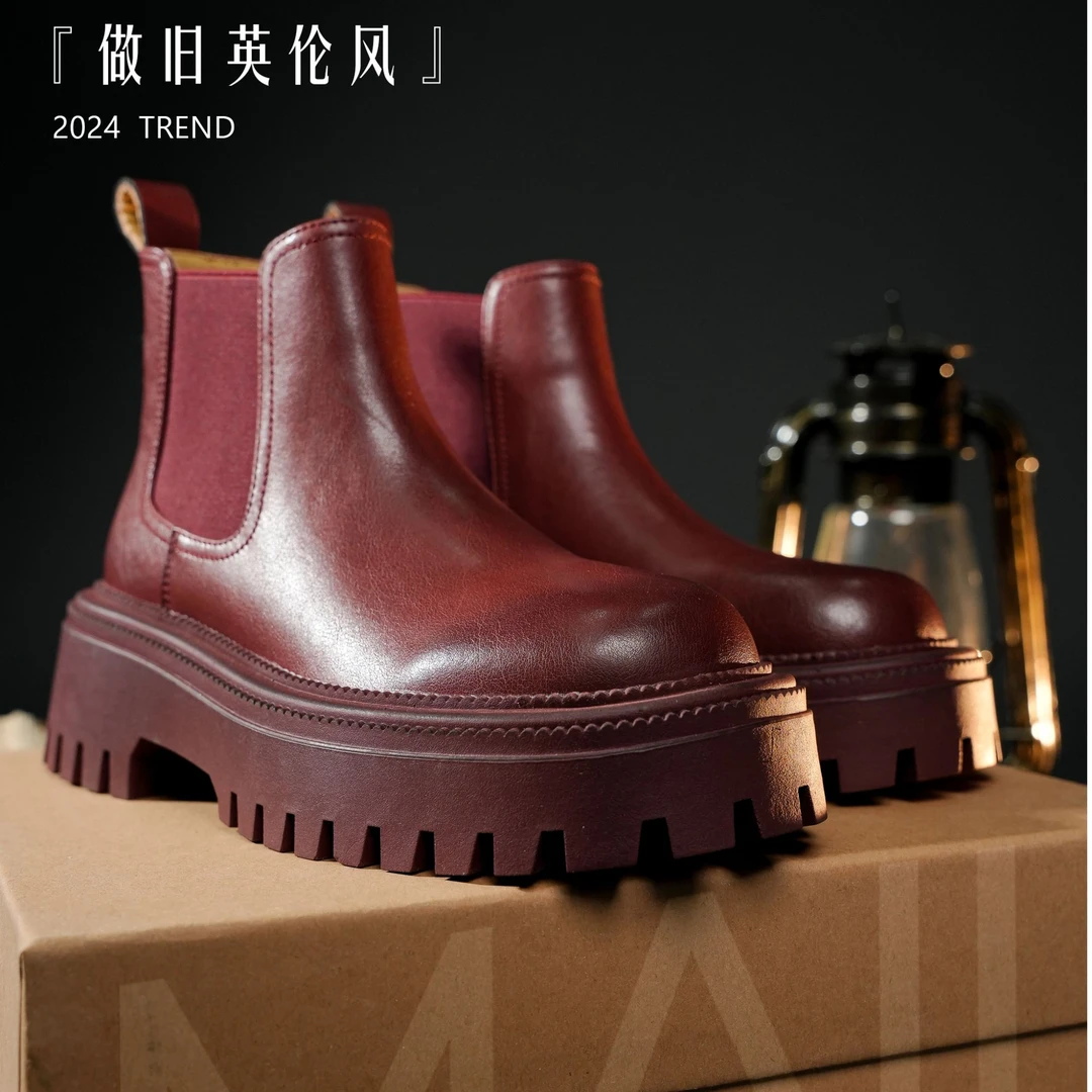 2024秋冬新款厚底粗跟马丁靴烟筒英伦短靴F3Q3121