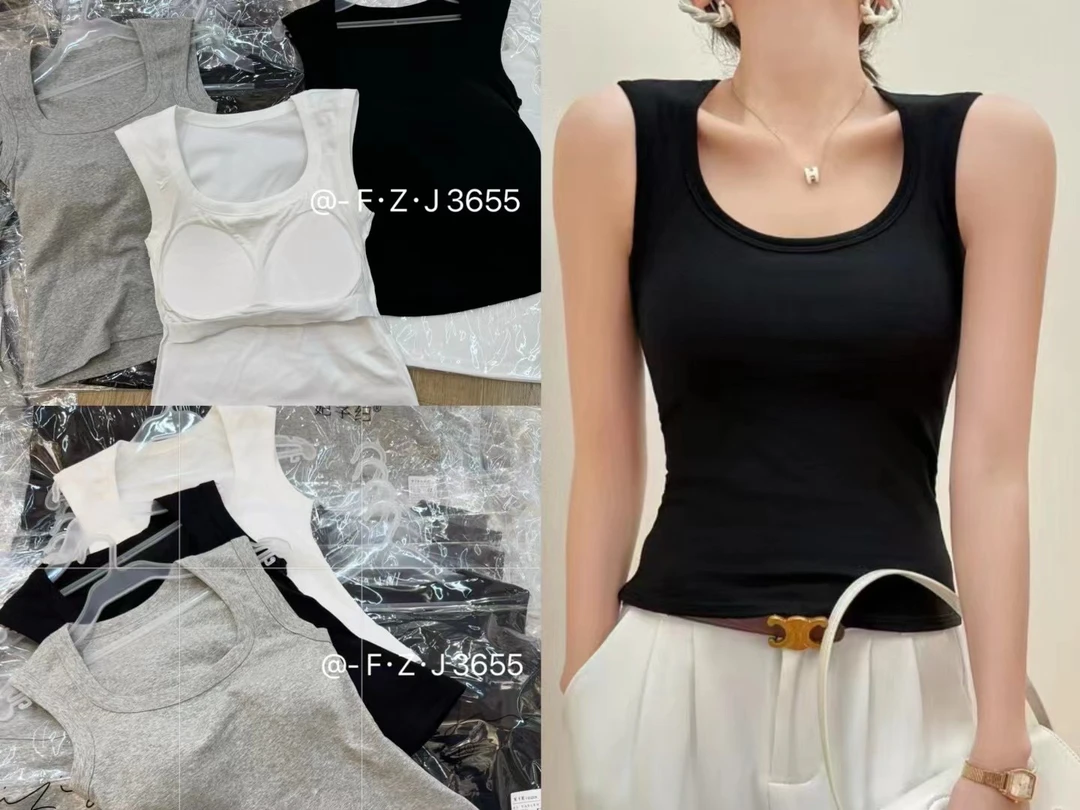 爆款3655妃子纪长款背心遮副乳吊带女带胸垫免穿文胸美背内衣夏